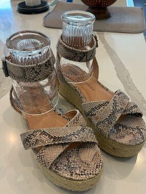 Chinese Laundry Neutral Snake-Print Espadrille Wedge Sandals